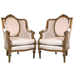 Pair of French Louis XVI Style Bergère Chairs