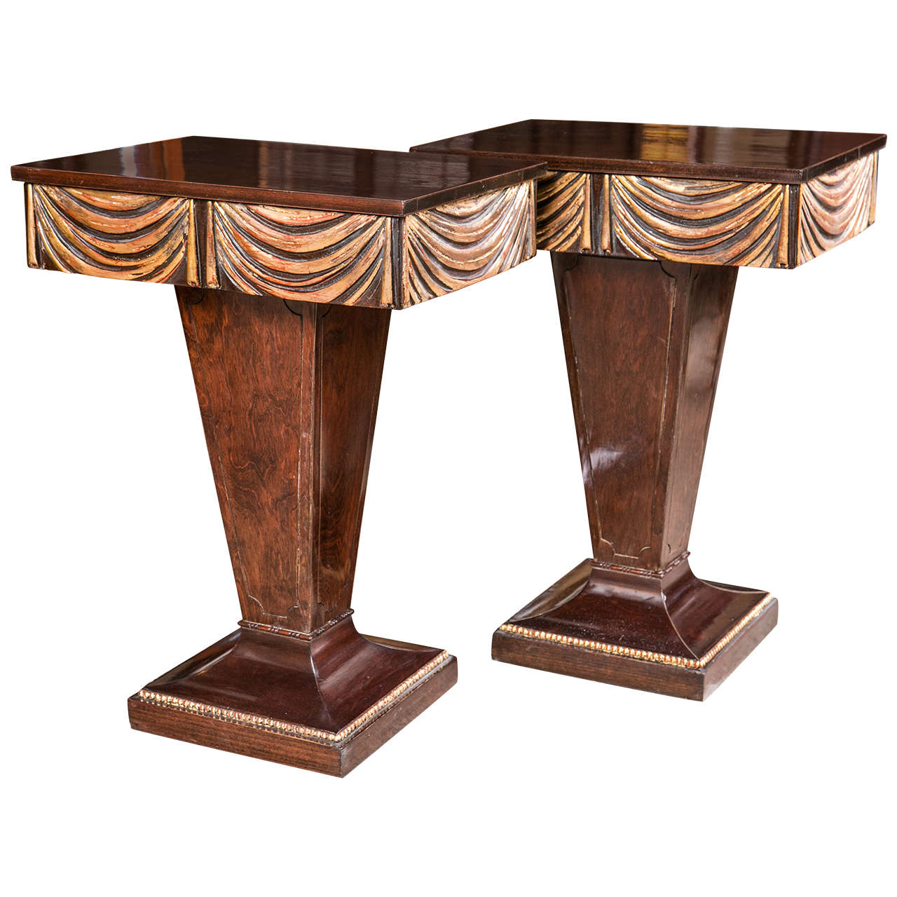 Pair of Hollywood Regency Grosfeld House Pedestal Night Tables / End Tables