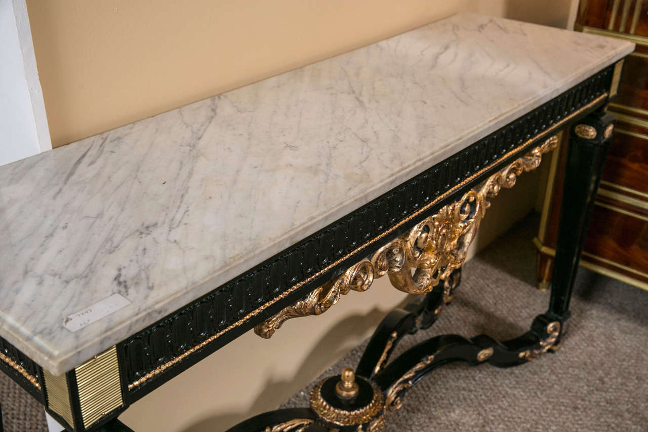Mid-20th Century French Rococo Style Ebonized Console Table