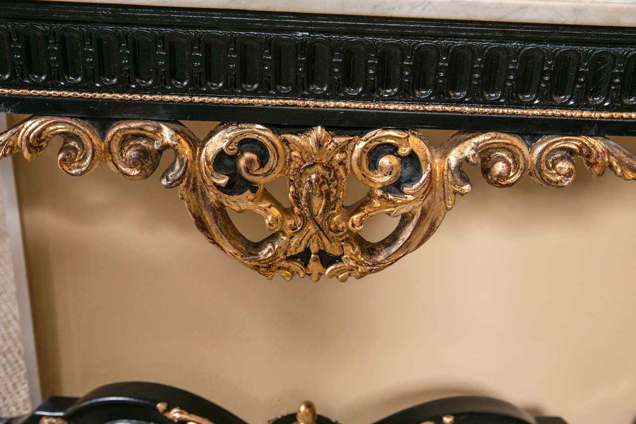 French Rococo Style Ebonized Console Table 1