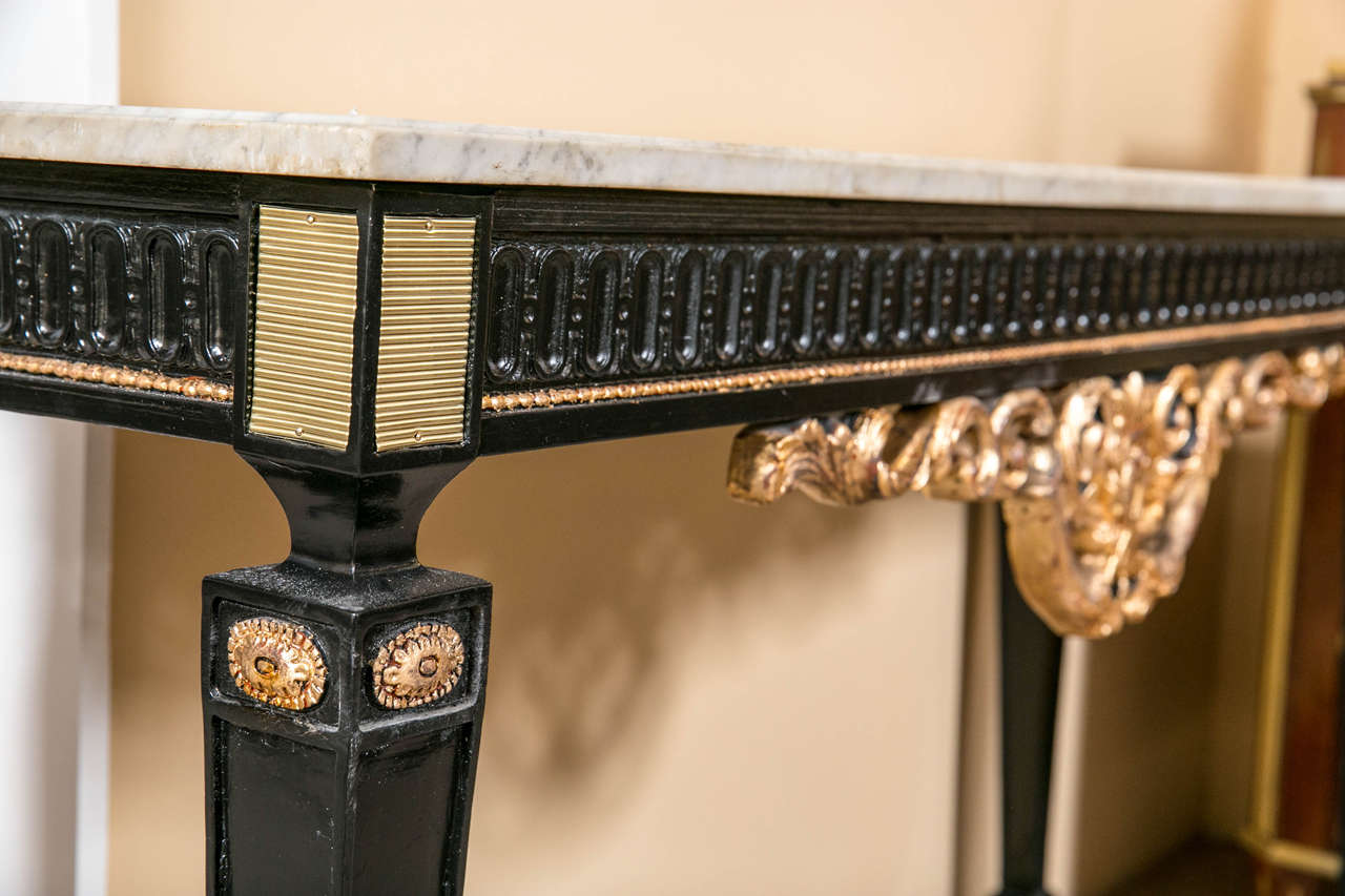 French Rococo Style Ebonized Console Table 4