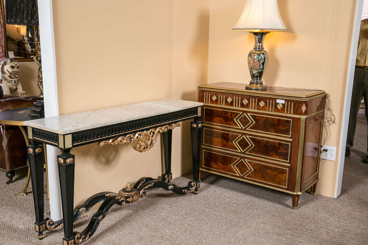 French Rococo Style Ebonized Console Table 5