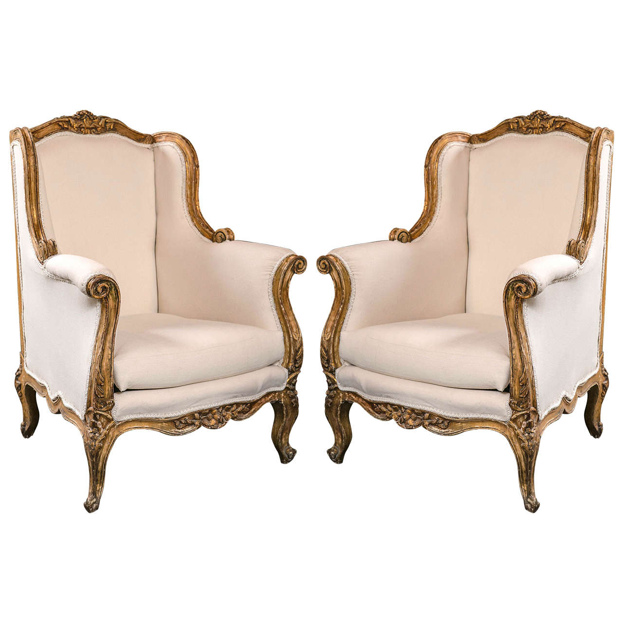 Pair of Vintage French Rococo Style Wingback Bergere Chairs at 1stdibs Pair of Vintage French Rococo Style Wingback Bergere Chairs at 1stdibs