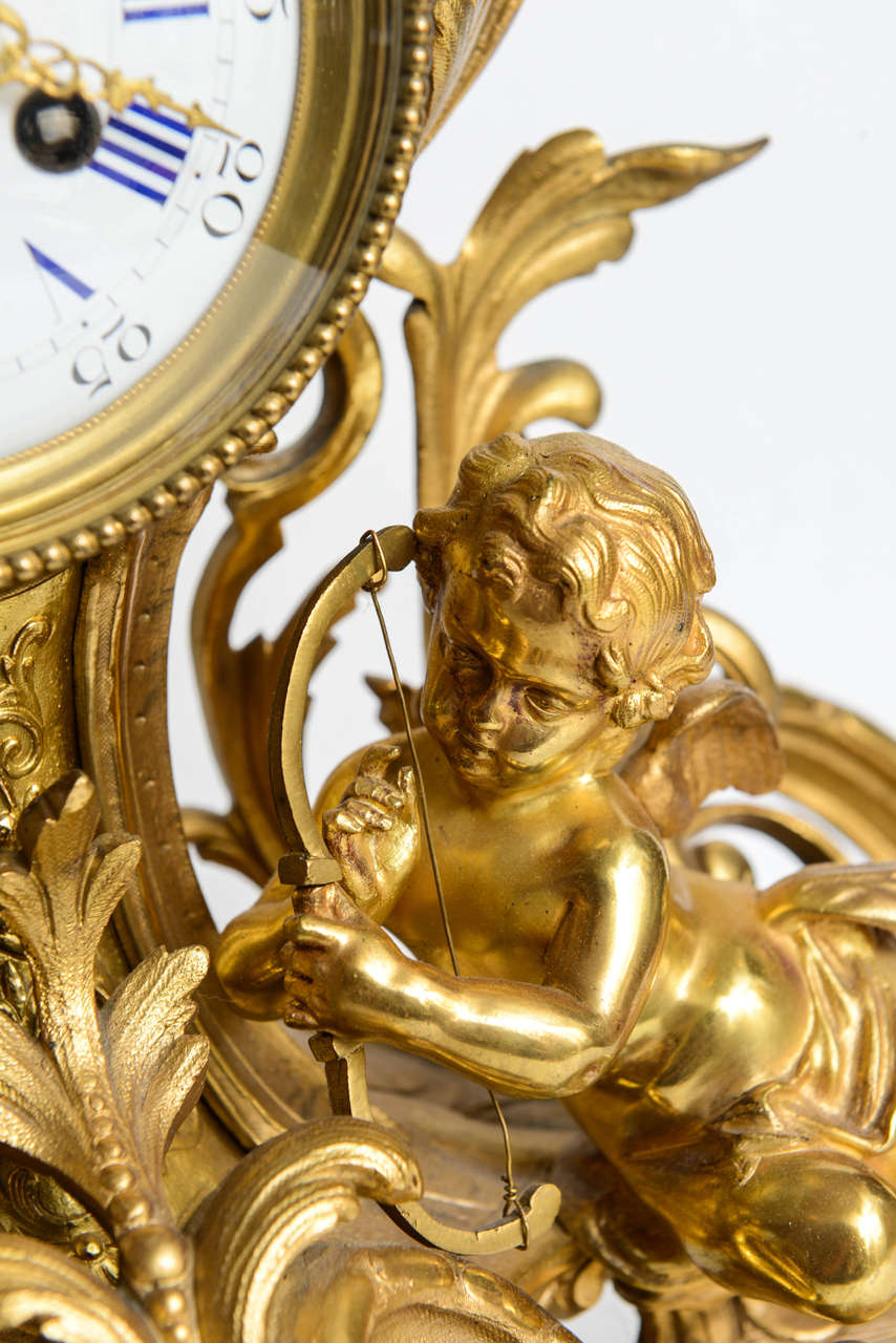 Late 19th Century Pair of French Louis XV Mantel Clocks with Putti, 19th Century For Sale