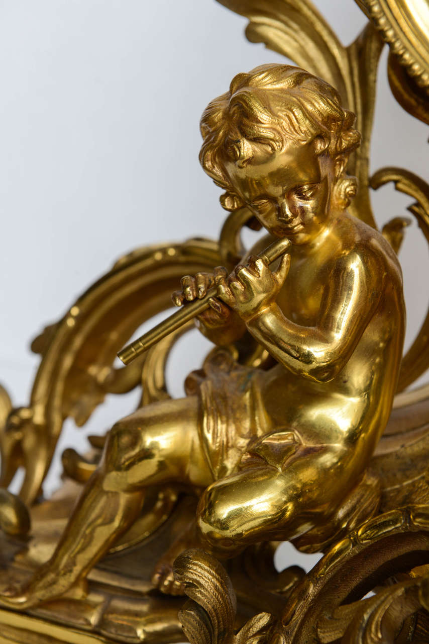 Pair of French Louis XV Mantel Clocks with Putti, 19th Century For Sale 5