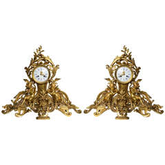 Pair of French Louis XV Mantel Clocks with Putti, 19th Century