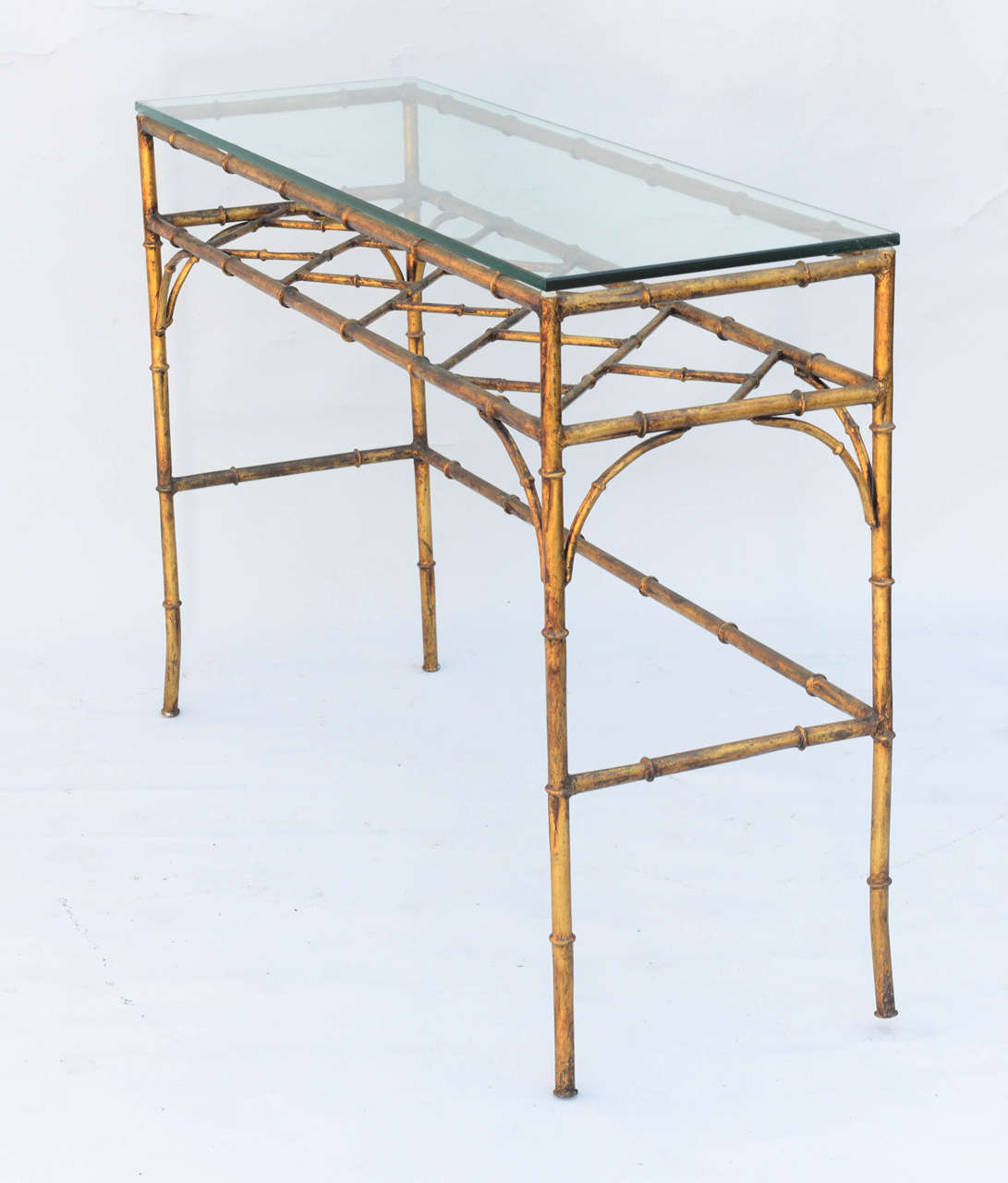 Gilded Iron Faux-Bamboo Console Table 1