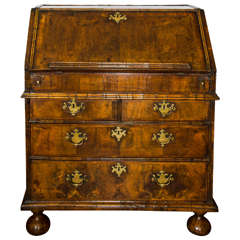 Antique Queen Anne Walnut Fall-Front Bureau