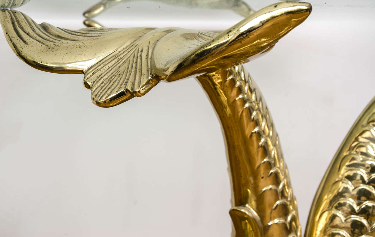 Cast Brass and Glass Dolphin Dining Table For Sale 2