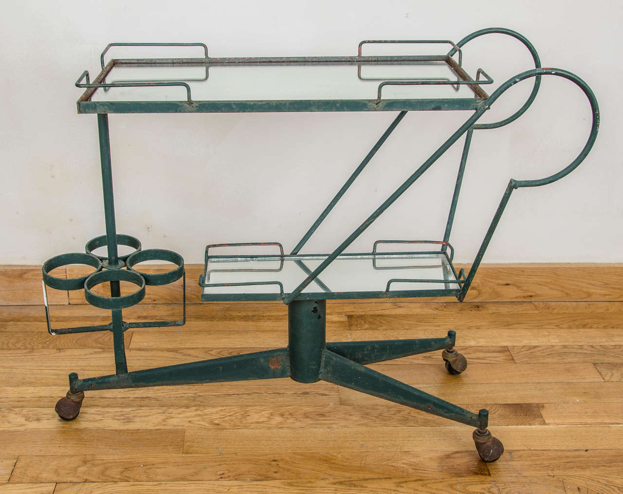 Early 20th Century Metal and Glass Drinks Cart