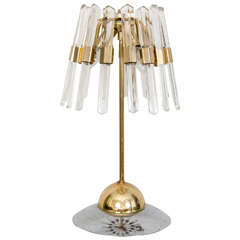 Vintage Glass, Brass and Chrome Table Lamp
