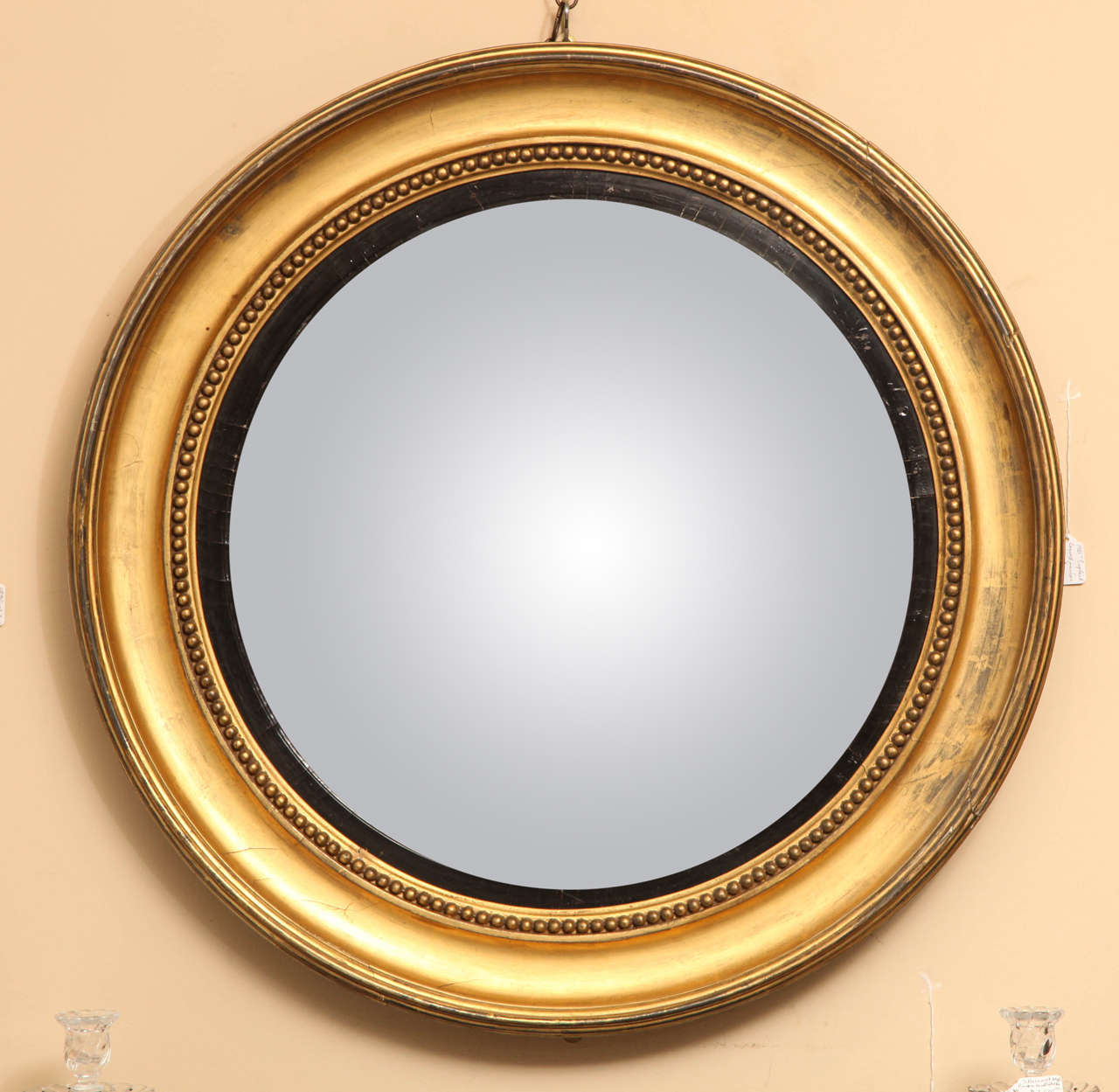 Georgian 19th Century English Gilded Convex Mirror