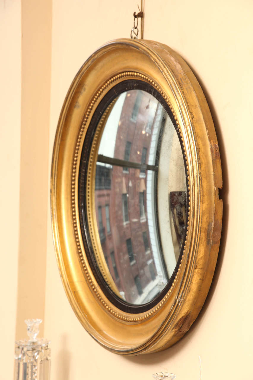 19th Century English Gilded Convex Mirror 3