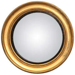 19th Century English Gilded Convex Mirror