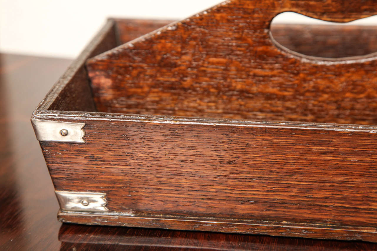 Late 19th Century Oak and Silver Mounted Cutlery Box In Excellent Condition In New York, NY