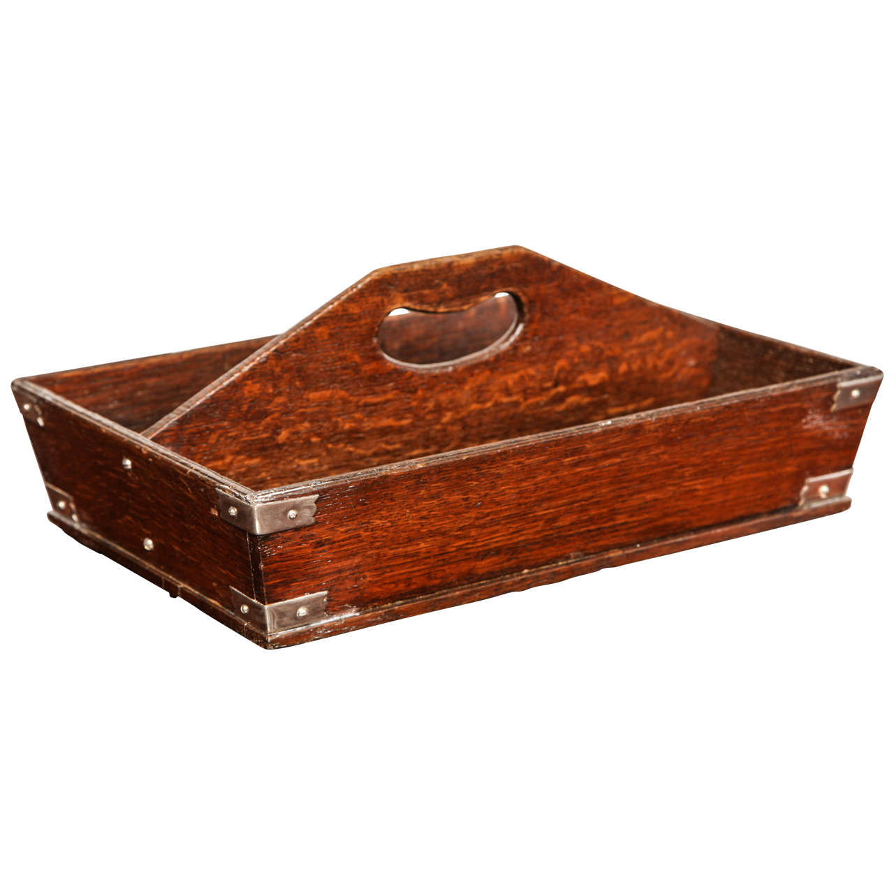 Late 19th Century Oak and Silver Mounted Cutlery Box