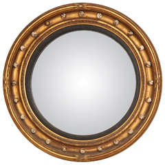 19th Century English Gilded Convex Mirror