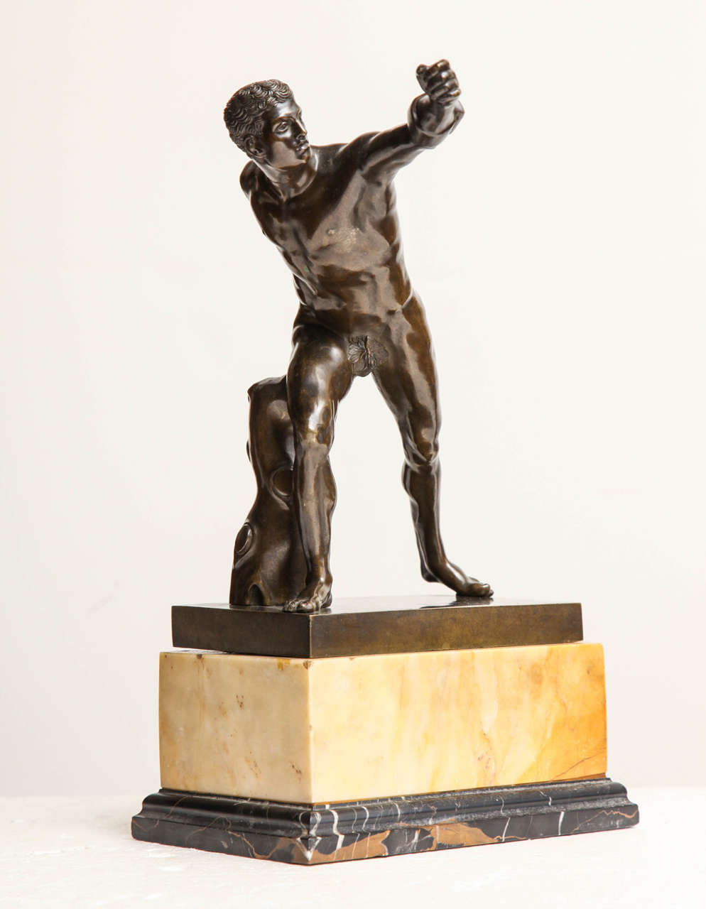 19th Century Bronze Of an Athlete on a Sienna Marble Base