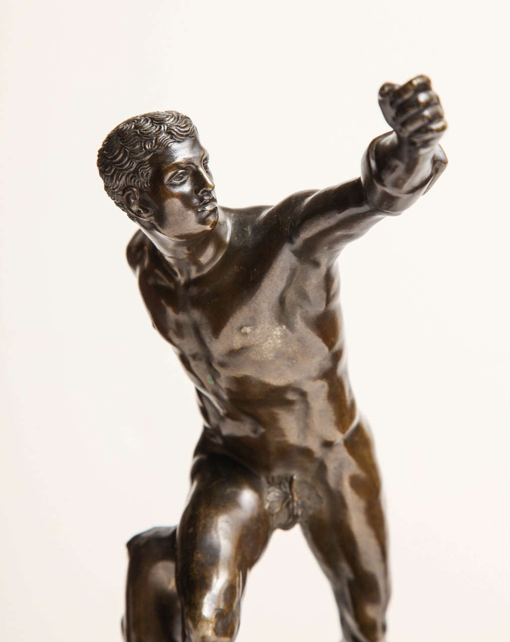 19th Century Bronze of an Athlete on a Sienna Marble Base In Good Condition For Sale In New York, NY