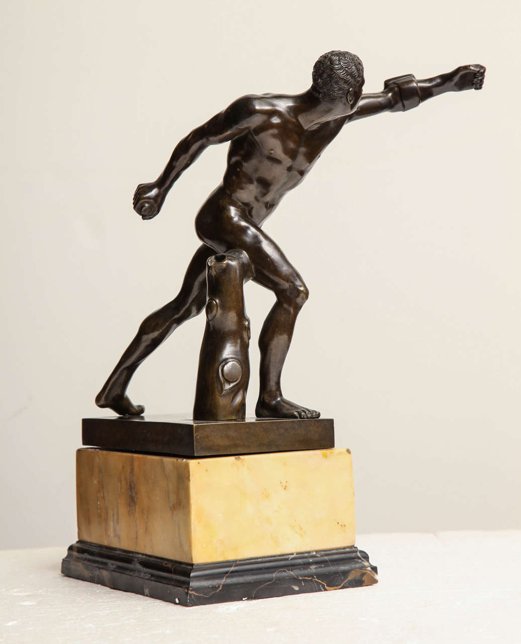 19th Century Bronze of an Athlete on a Sienna Marble Base For Sale 2
