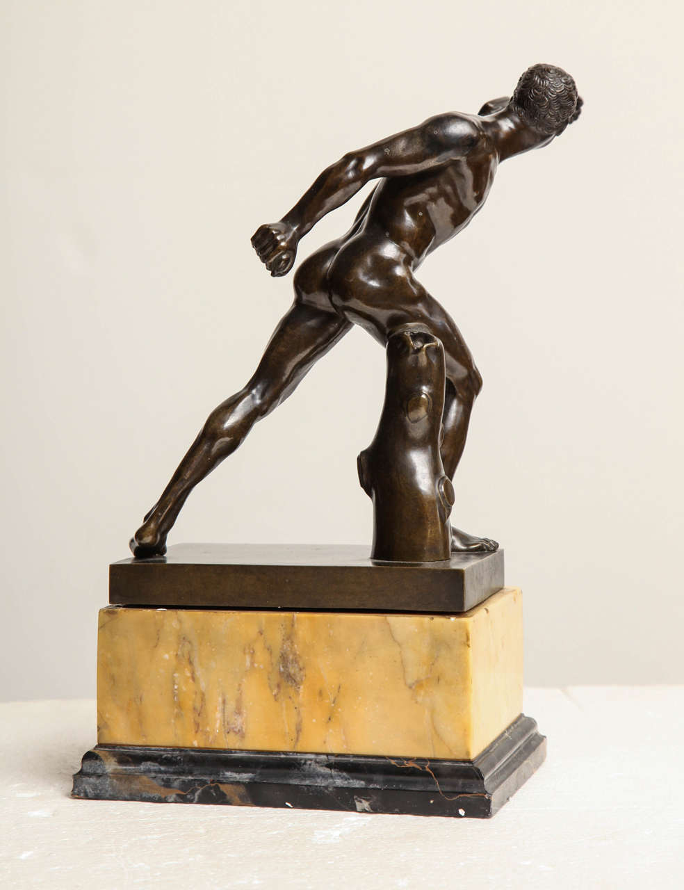 19th Century Bronze of an Athlete on a Sienna Marble Base For Sale 3
