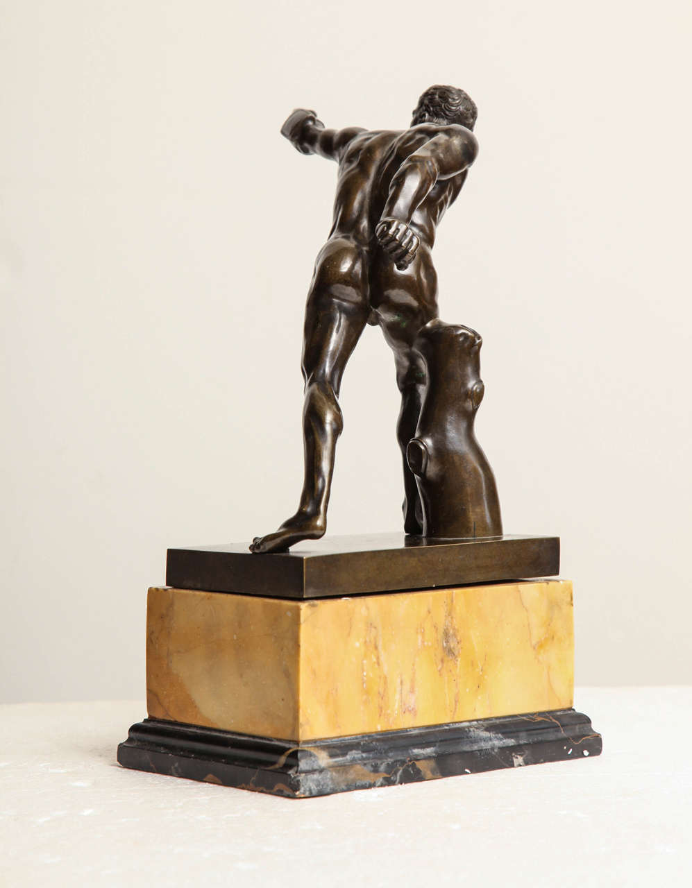 19th Century Bronze of an Athlete on a Sienna Marble Base For Sale 4