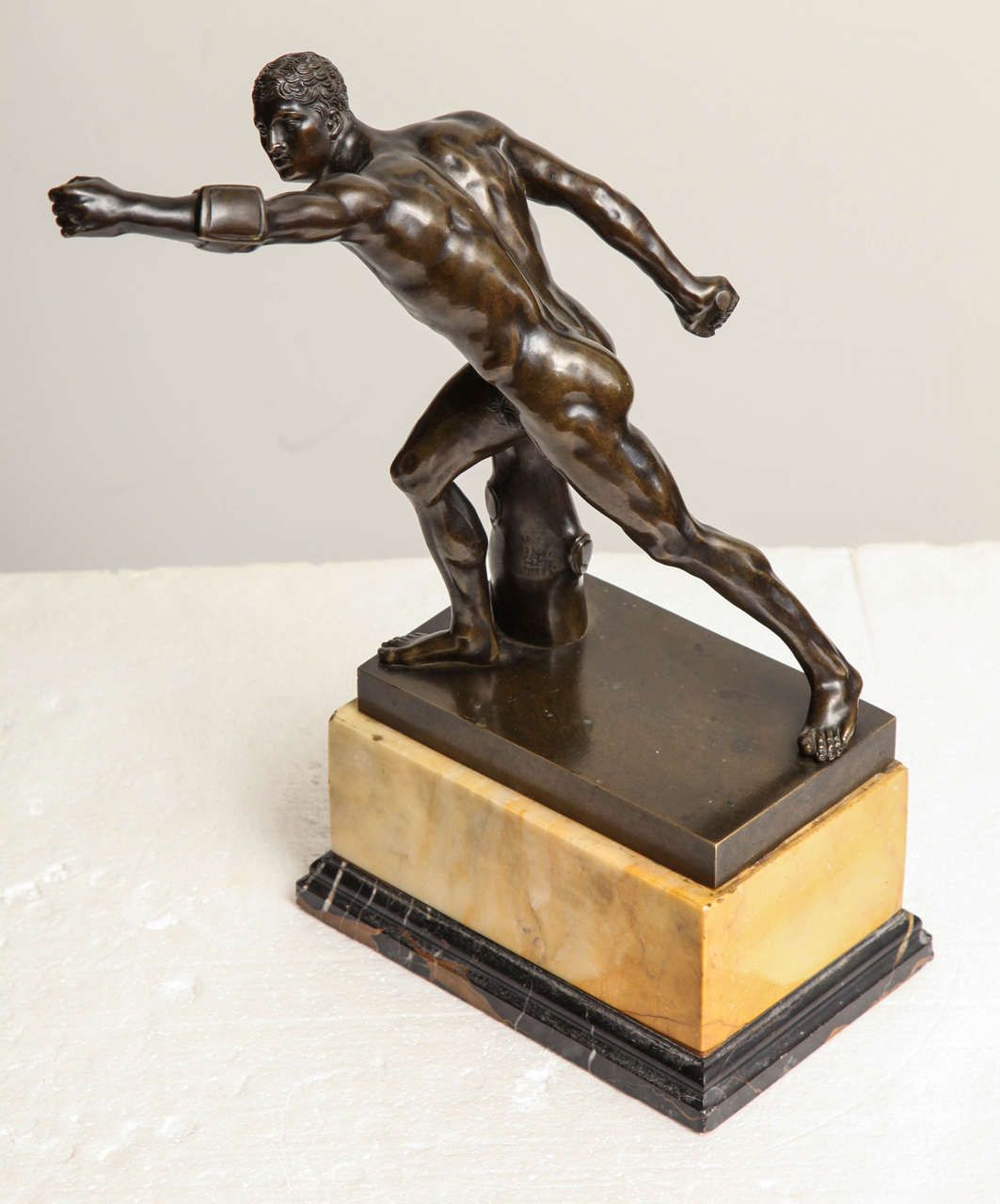19th Century Bronze of an Athlete on a Sienna Marble Base For Sale 5