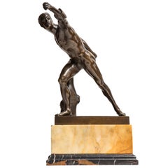 19th Century Bronze of an Athlete on a Sienna Marble Base