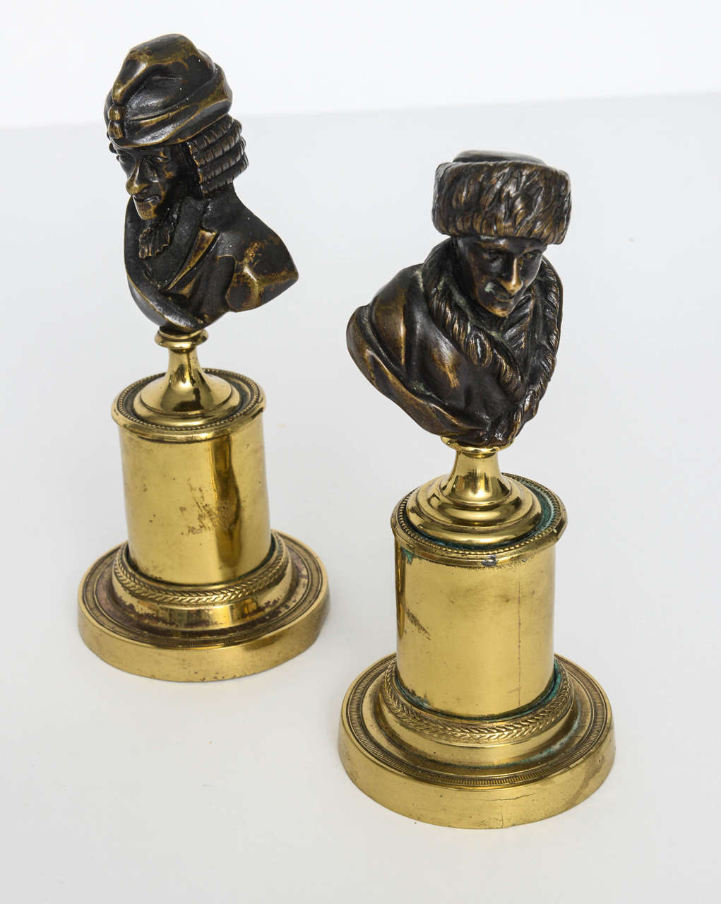 19th Century Pair of French Bronze Busts of Voltaire and Rousseau, early 19th c.