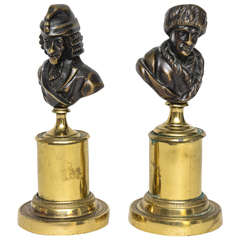 Pair of French Bronze Busts of Voltaire and Rousseau, early 19th c. 3