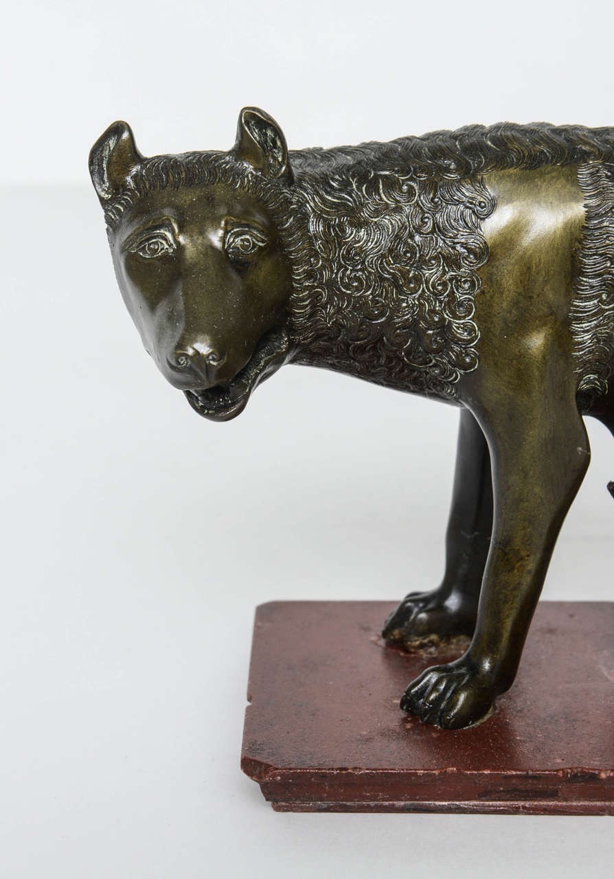 Grand Tour Bronze Group of Romulus and Remus and the Capitoline She-Wolf In Excellent Condition In Kensington, MD