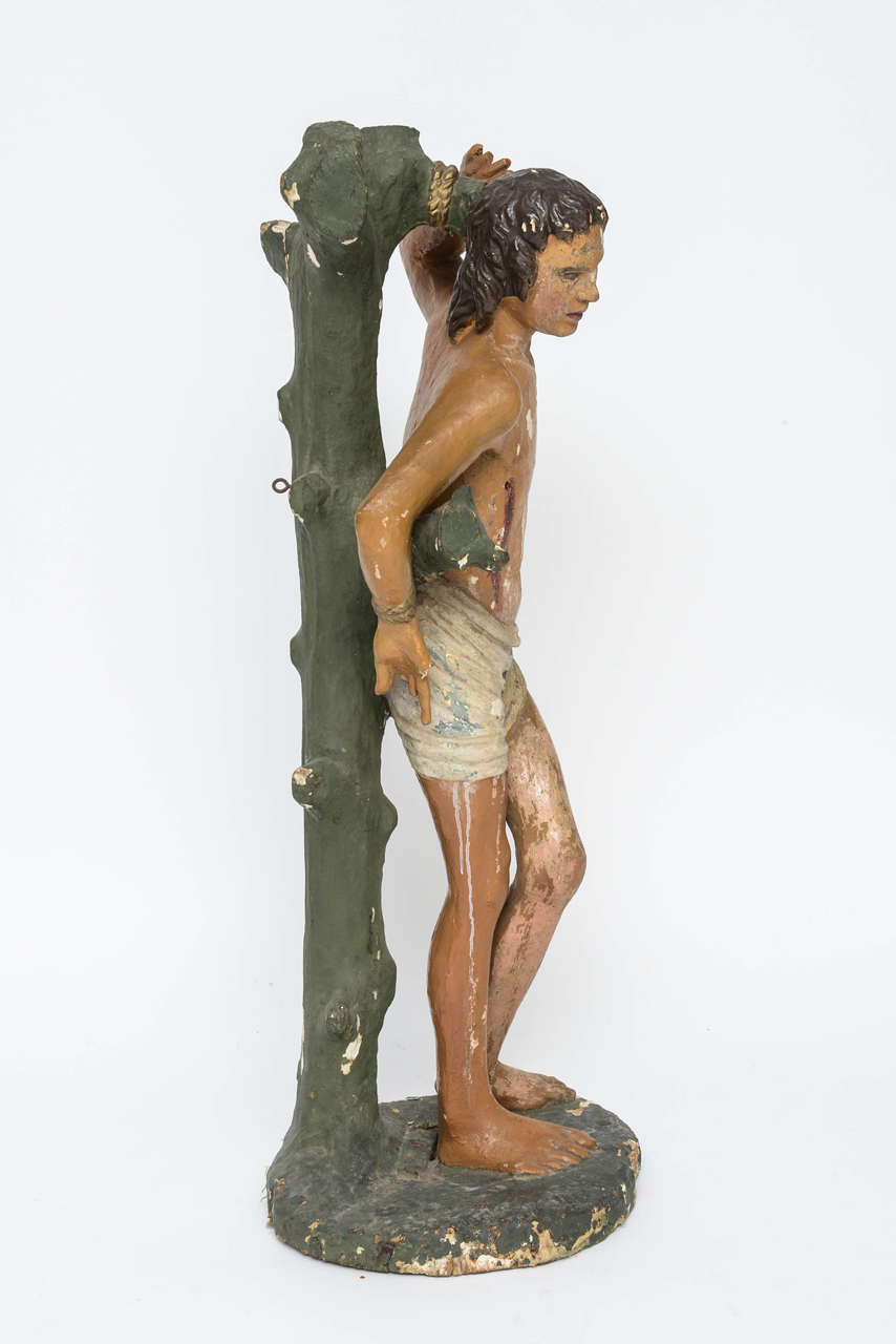 Carved 18th Century Tyrolean Wood Carving of St. Sebastian
