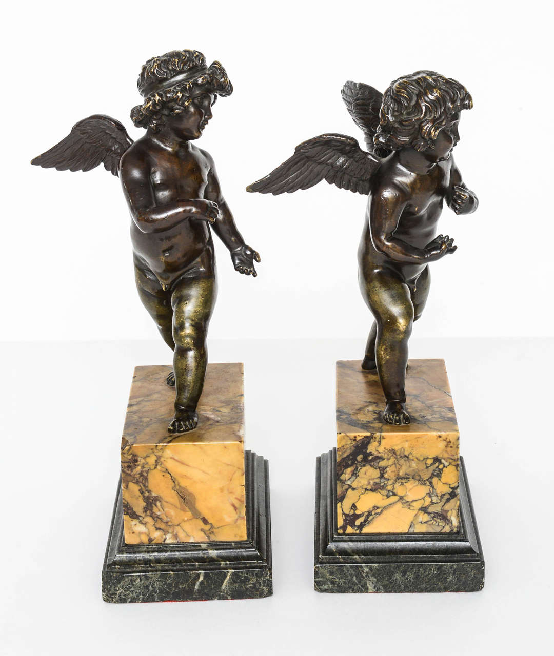 Pair of French Bronze Striding Cupids, circa 1800 4