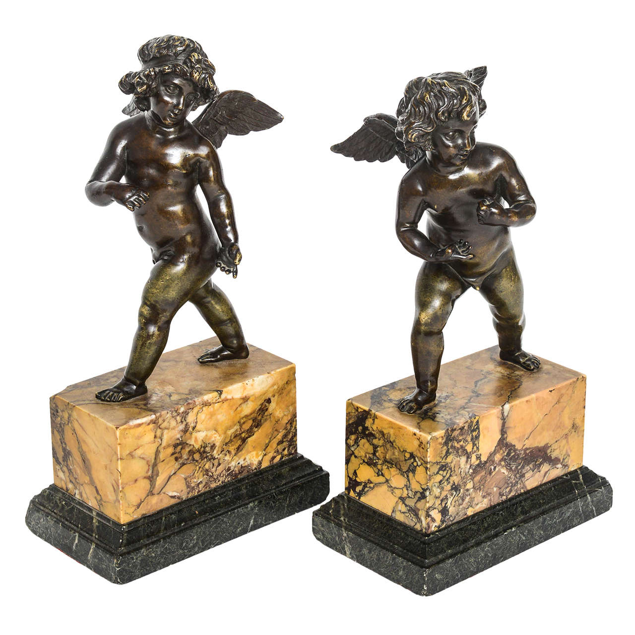 Pair of French Bronze Striding Cupids, circa 1800