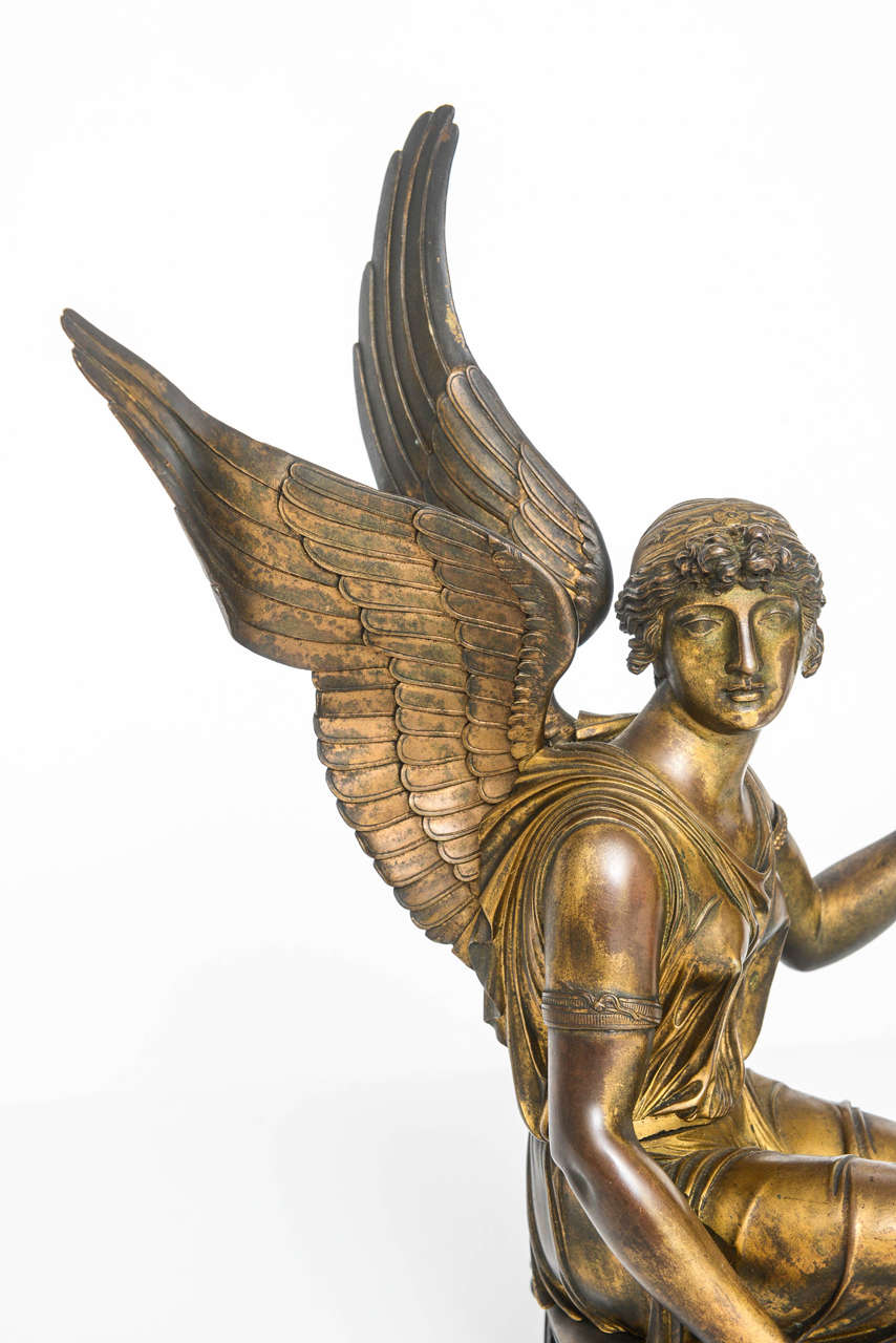 Pair of French Gilt Bronze Depictions of the Goddess Nike, circa 1810 In Fair Condition For Sale In Kensington, MD