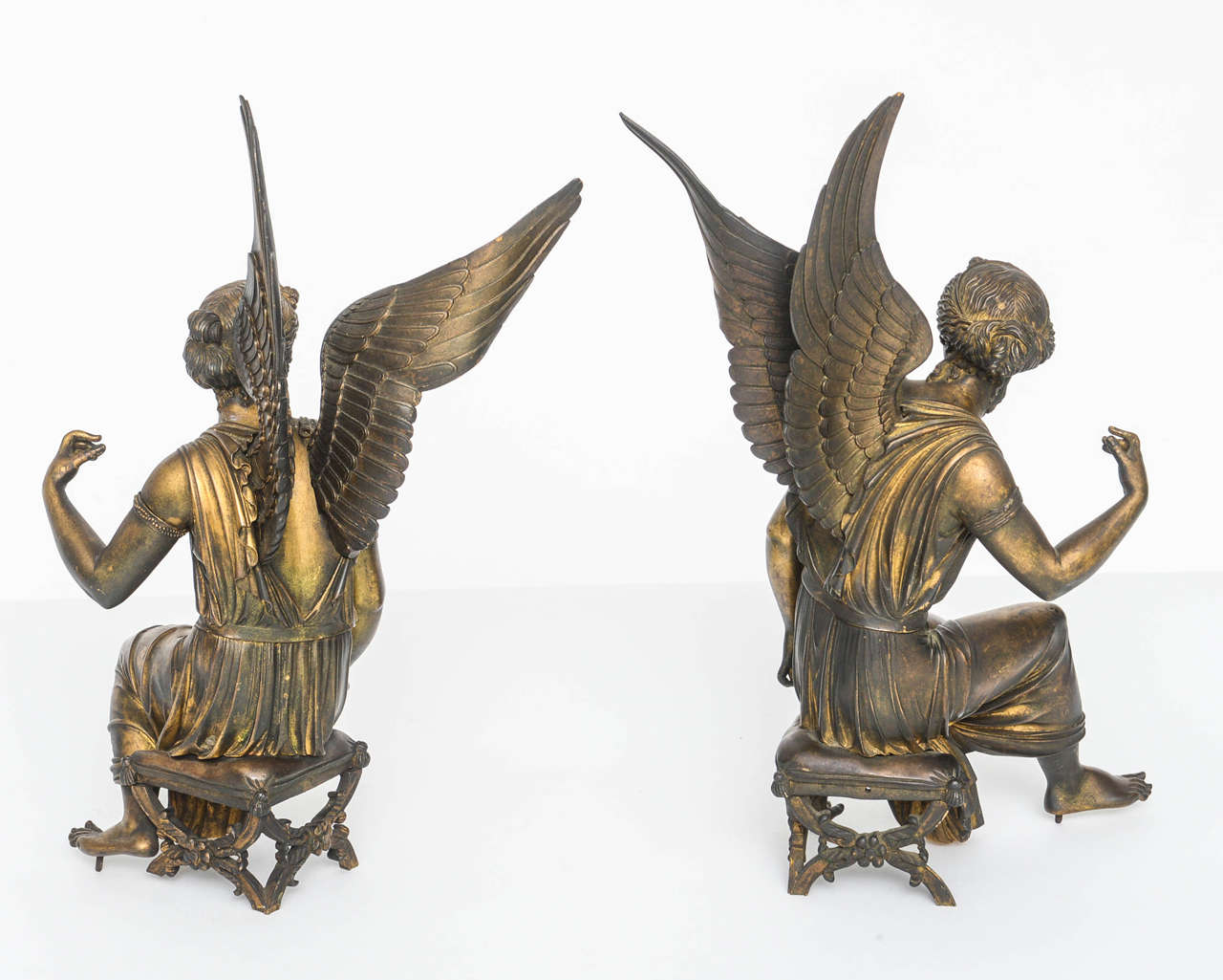 Pair of French Gilt Bronze Depictions of the Goddess Nike, circa 1810 For Sale 2