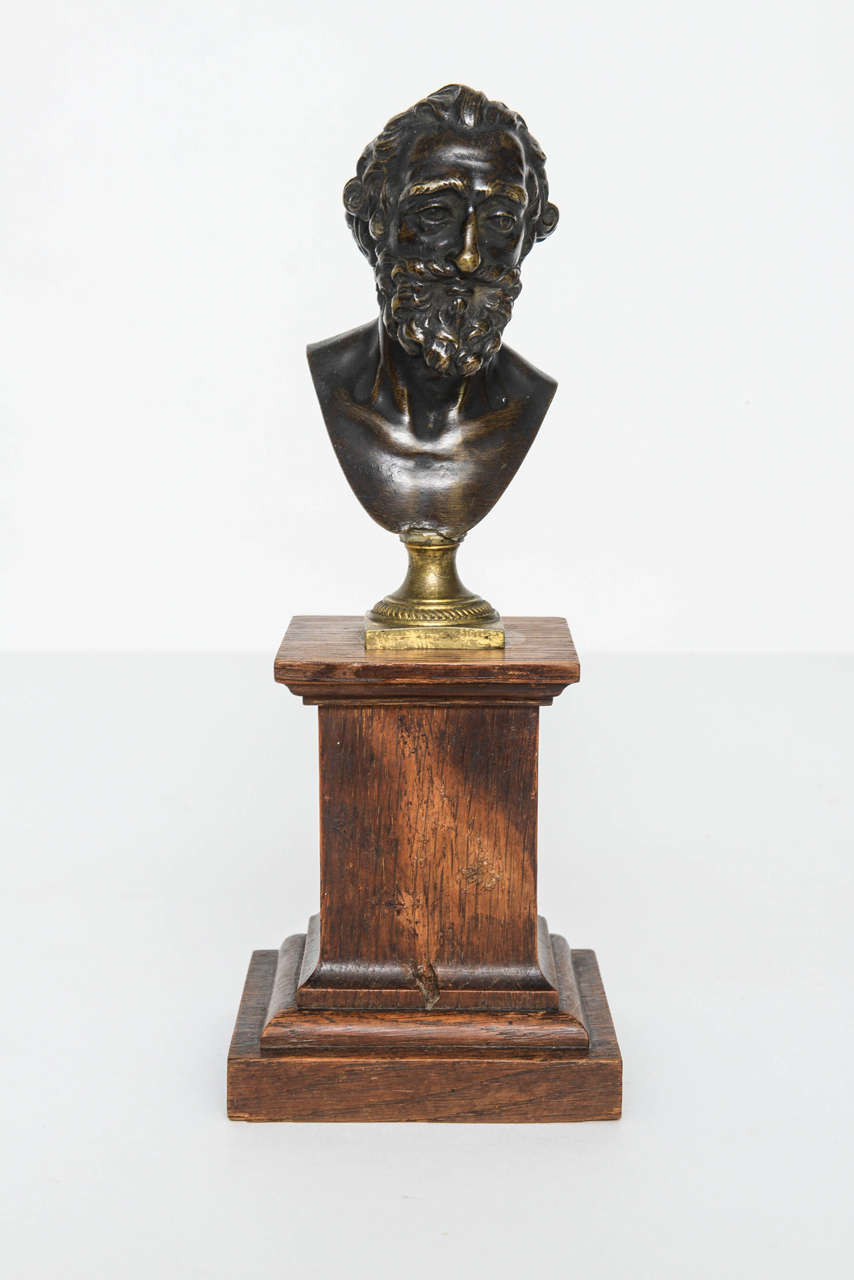 This handsome bronze portrait bust of the French King Henri IV is based on a model by Barthelemy Prieur (1540-1611) depicting the King nude as the Roman god Jupiter. That bronze which is in the Louvre is the only known bronze signed by Prieur who