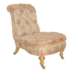 Victorian Tufted Gilt Leg Slipper Chair