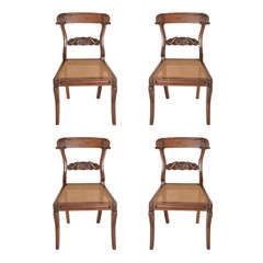 Antique Anglo Indian Solid Rosewood Caned Seat Chairs