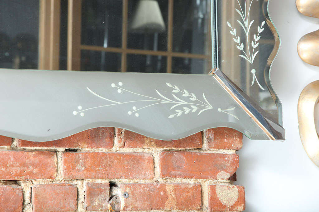 vintage etched beveled mirror