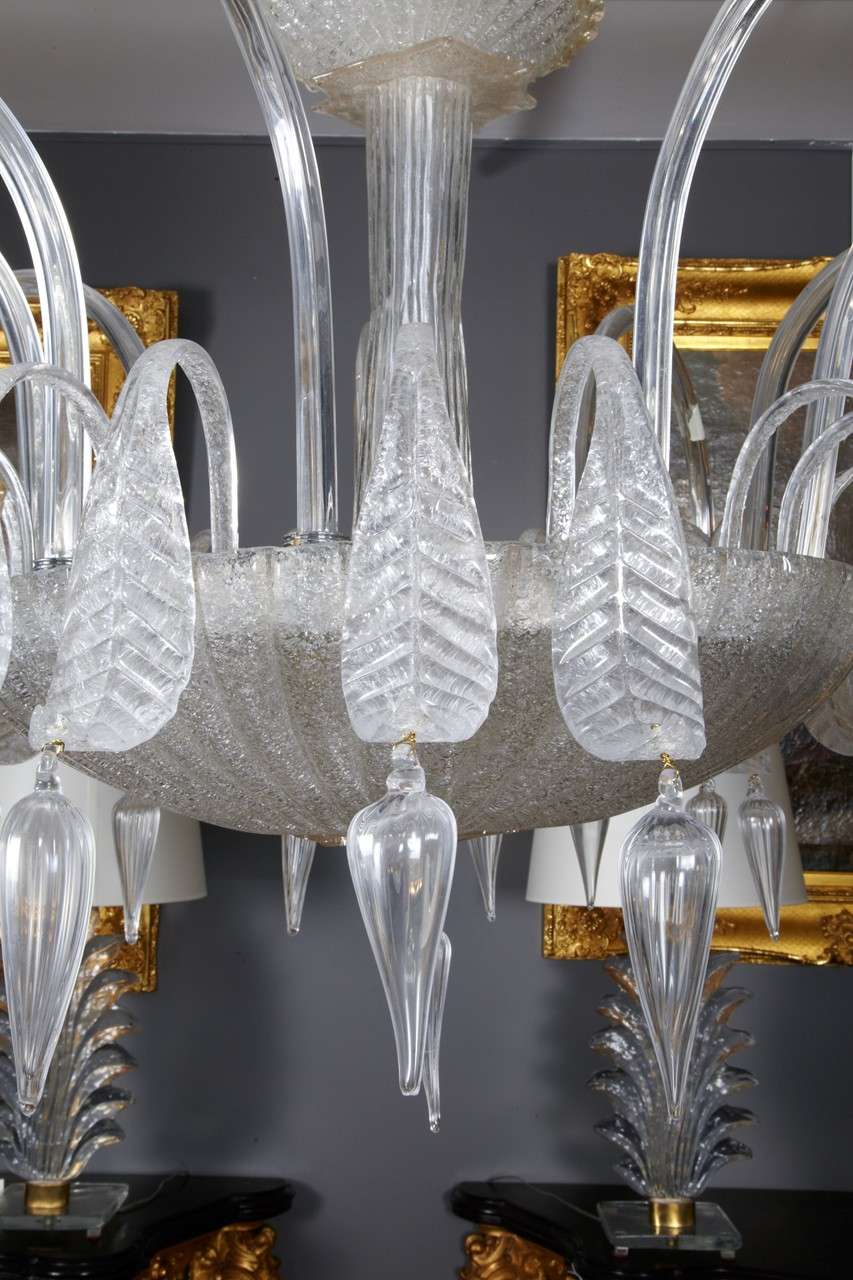 Beautiful Pair Of Murano Glass Chandeliers In Excellent Condition In Saint-Ouen (PARIS), FR