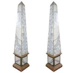 Very decorative pair of Italian marble obelisks