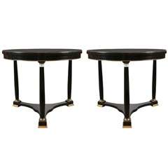 Pair of French Empire Style Ebonized Side Tables by Jansen