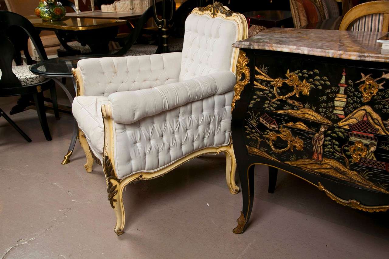 Pair of French Rococo Style Bergere Chairs attrib to Jansen 1