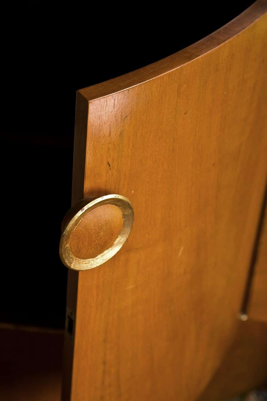 Wood Grosfeld House Custom Quality Bow Front Corner Cabinet / Cupboard In Walnut