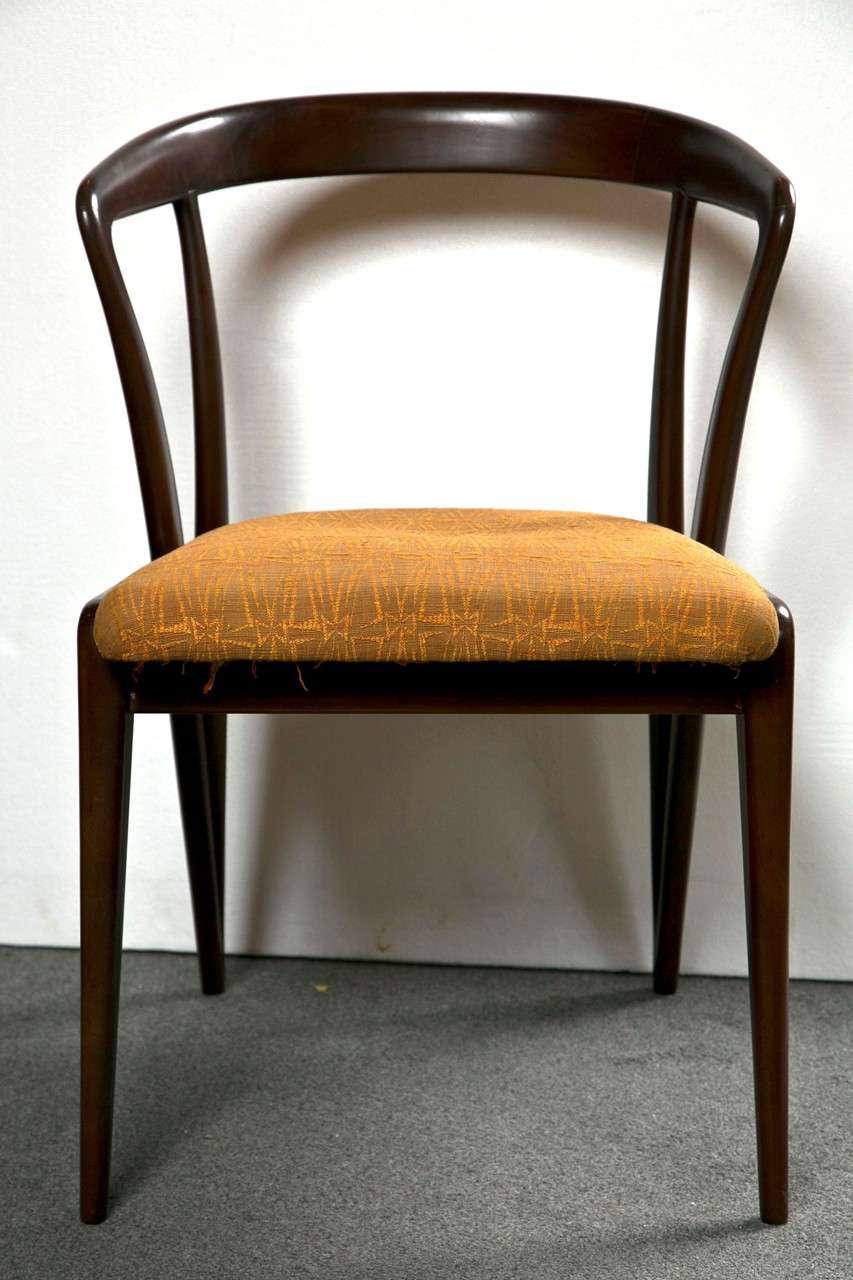 Mid-20th Century Six Bertha Schaefer Chairs in Gio Ponti Fabric