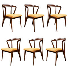 Six Bertha Schaefer Chairs in Gio Ponti Fabric