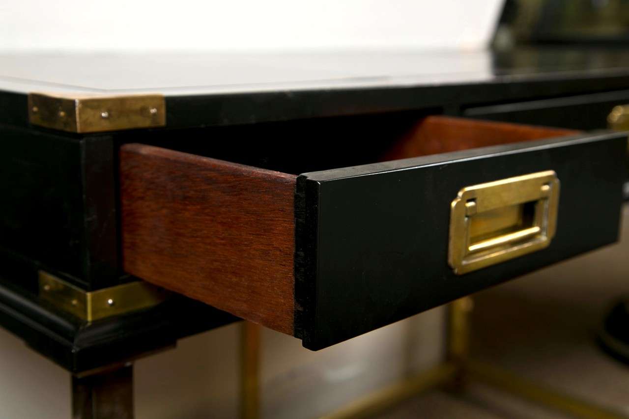 Hollywood Regency Style Ebonized Desk by Jansen In Excellent Condition In Manhasset, NY