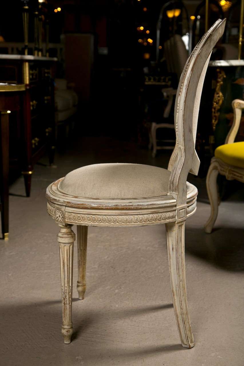 Mid-20th Century Set of 8 French Louis XVI Style Painted Dining Chairs Jansen