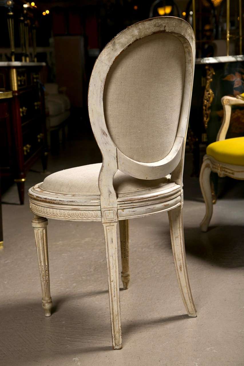 Set of 8 French Louis XVI Style Painted Dining Chairs Jansen 1